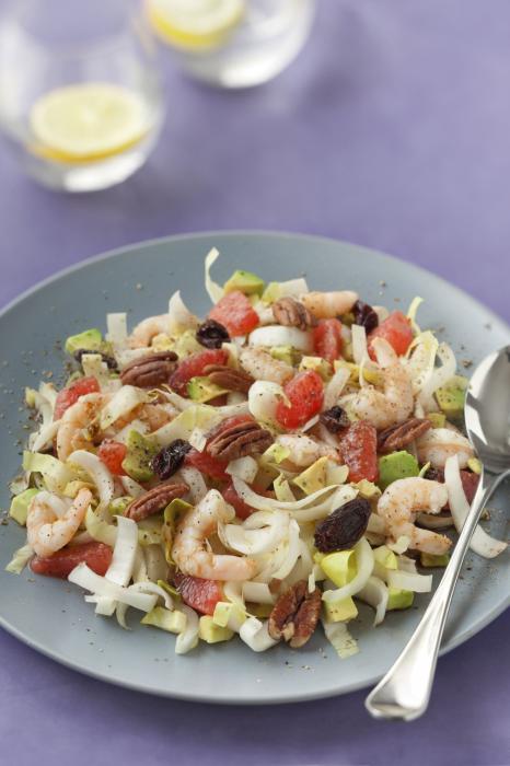 Salade-d'endives,-pamplemousse-et-crevettes